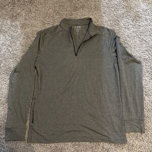 01 Algo Mens Sweater Medium Gray 1/4‎ Zip Waffle Thermal Pullover Quick Dry